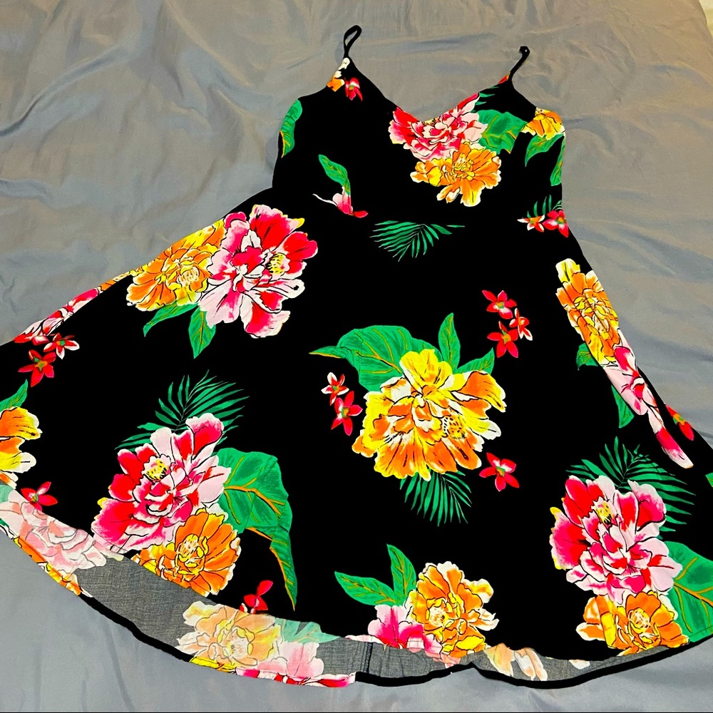 XL tropical spaghetti strap pinup style fit n flare summer dress 👗